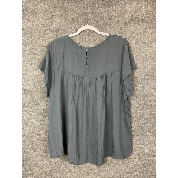 Savanna Jane Top Women's 2X Blue White Embroidered Floral - Picture 6 of 12